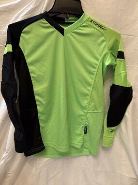 Storelli Youth L Padded Goalkeeper Jersey Neon Green Black Long Sleeve Soccer